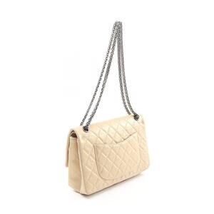 Chanel Beige Bag Flap Calfskin Leather Shoulder Matelasse Double Tan
